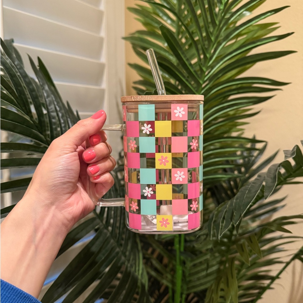 🆕 Flower Checker Spring Can Glass Cup